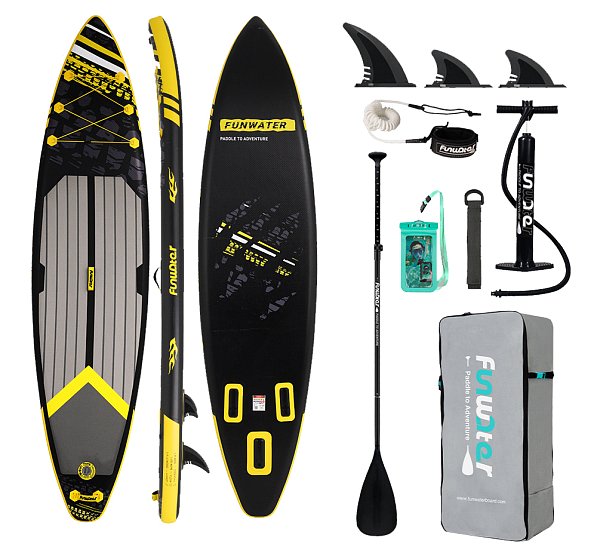 Paddleboard 350x84x15 cm z akcesoriami czarno-żółty